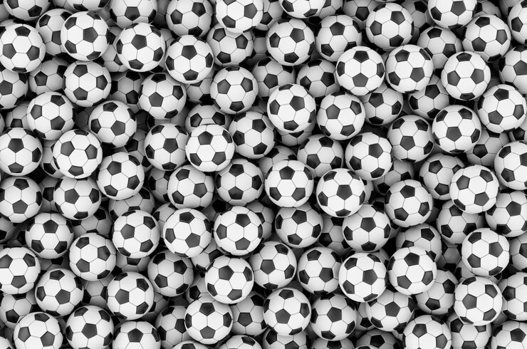Photo backdrop from soccer balls or football balls 3d rendering