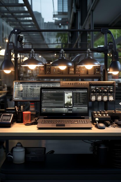 Backdrop of Hands on Demo Counter With Accessories Pouches Notebooks on for Content Creator Stream