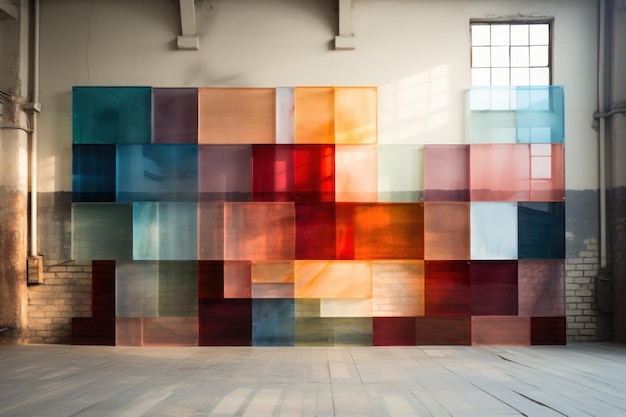 Photo backdrop made of transparent marble 3d diagonal planks generative ai