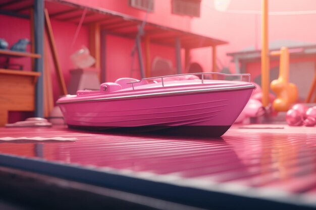 Backdrop pink boat Generate Ai