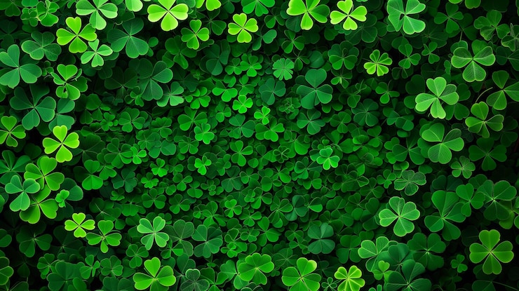 Photo backdrop for st patricks day clover wallpaper in soft backlight with blur and bokeh horizontal format postcard