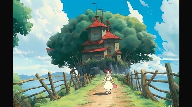 backdrop in the style of Ghibli Studio