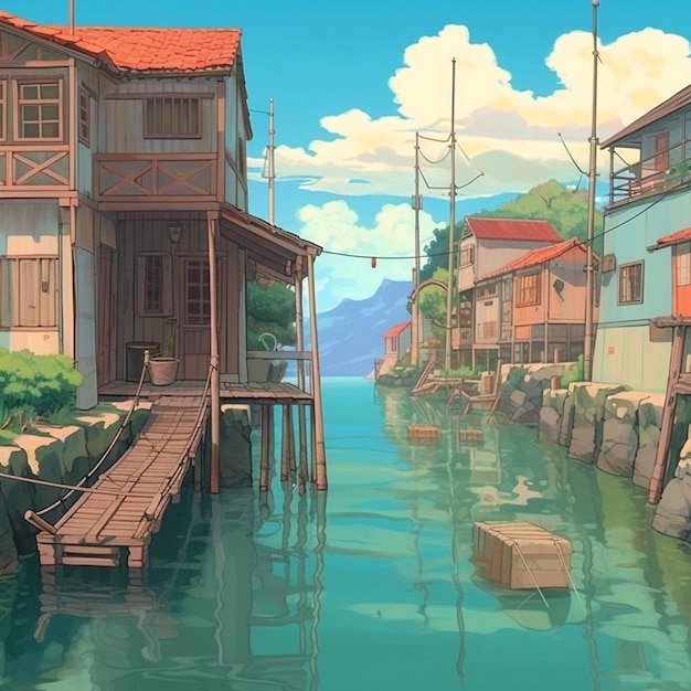 backdrop in the style of Ghibli Studio