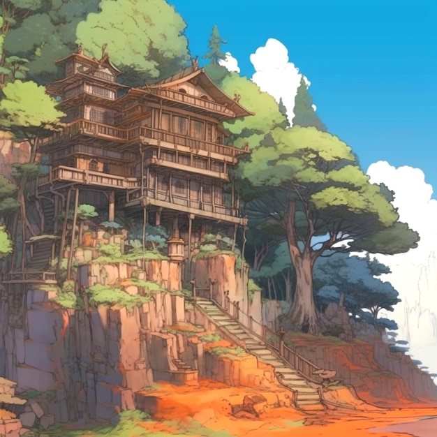 Foto fondale in stile ghibli studio