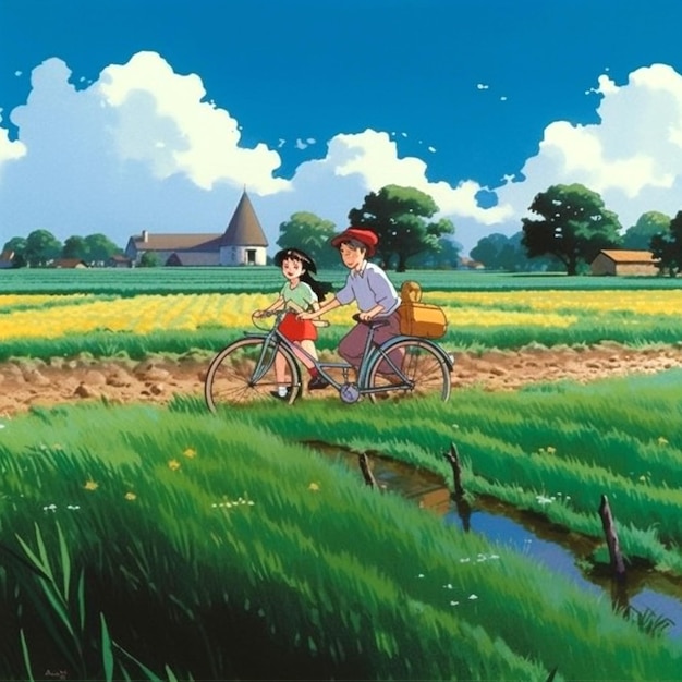 Backdrop style reminiscent of ghibli studio