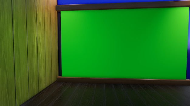 TV에 대한 배경은 Wall3D 가상 뉴스 스튜디오 배경 3d 일러스트에 TV를 보여줍니다