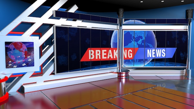 Backdrop For TV Shows TV On Wall3D Virtual News Studio Background 3d rendering