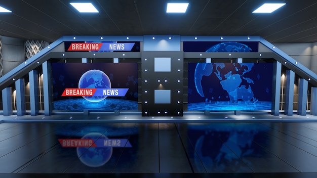 Backdrop For TV Shows TV On Wall3D Virtual News Studio Background 3d rendering