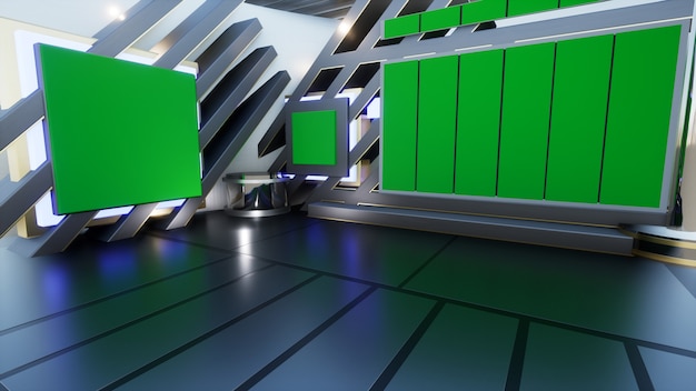 Backdrop For TV Shows TV On Wall3D Virtual News Studio Background 3d rendering