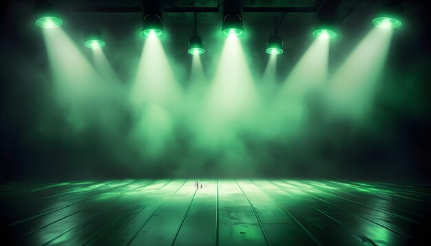 Photo backdrop with illumination of green spotlights for flyers realistic image ultra hd high design