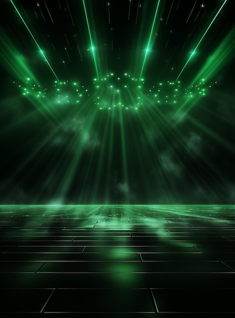 チラシのリアルな画像ウルトラ hd の高いデザインの緑のスポット ライトの照明と背景