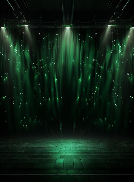 Backdrop With Illumination Of Green Spotlights For Flyers realistic image ultra hd high design