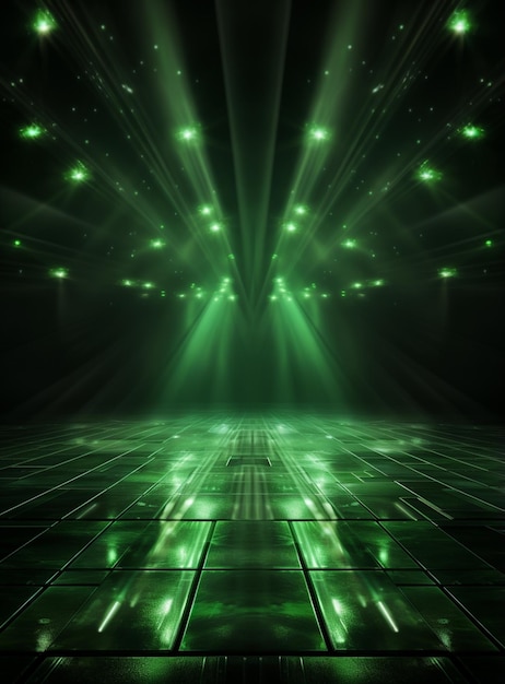 Backdrop With Illumination Of Green Spotlights For Flyers realistic image ultra hd high design