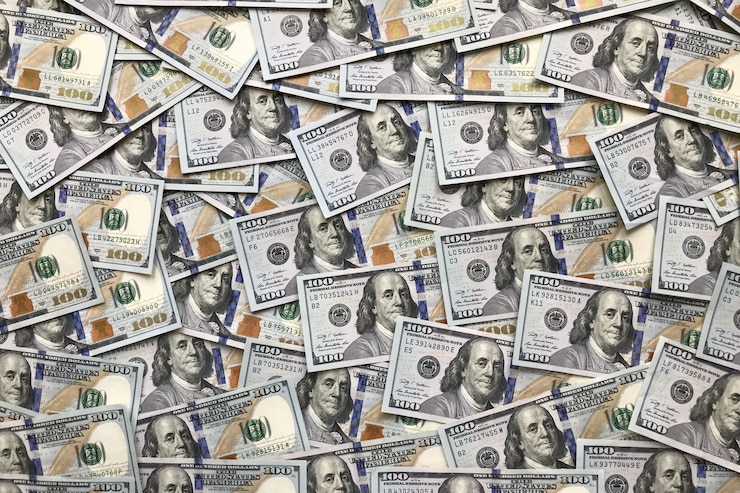 Photo background of 100 dollar bills