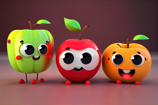 Background of a 3D Cute Apple Character