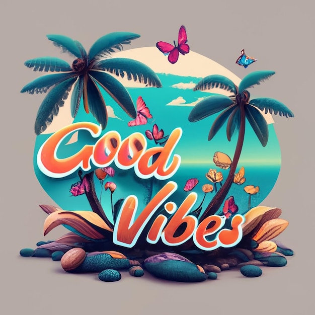 Photo background 3d good vibes typography