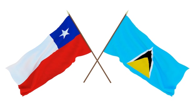 Background 3D render for designers illustrators National Independence Day Flags Chily and Saint Lucia