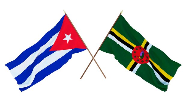 Background 3D render for designers illustrators National Independence Day Flags Cuba and Dominica