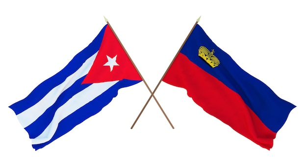 デザイナー イラストレーターのための背景 3 D レンダリング国立独立記念日フラグ キューバとリヒテンシュタイン