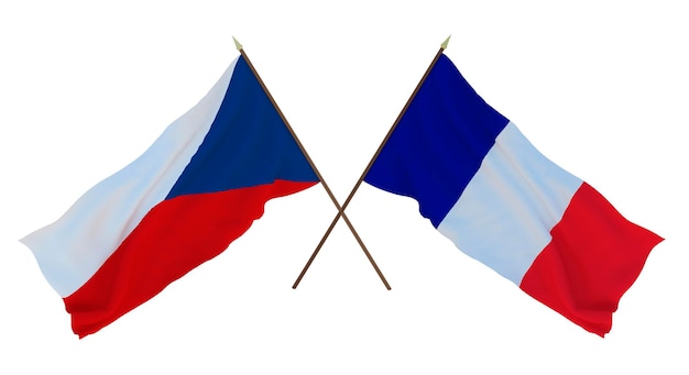 Background 3D render for designers illustrators National Independence Day Flags Czech Republic and France