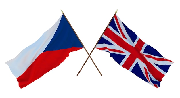 Фоновый 3D рендеринг для дизайнеров-иллюстраторов День национальной независимости Флаги Чехии и Великобритании