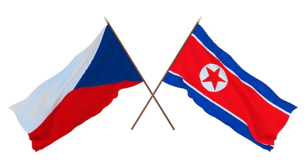 Photo background 3d render for designers illustrators national independence day flags czech republic and north korea