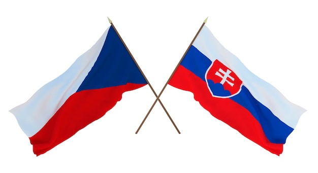 デザイナー イラストレーターの背景 3 D レンダリング国立独立記念日フラグ チェコ共和国とスロバキア