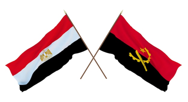 Background 3D render for designers illustrators National Independence Day Flags Egypt and Angola