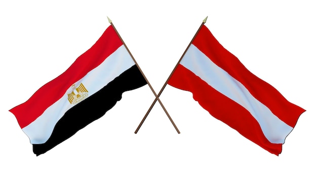 Background 3D render for designers illustrators National Independence Day Flags Egypt and Austria