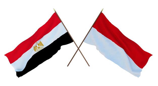 デザイナー イラストレーターのための背景 3 D レンダリング国立独立記念日フラグ エジプトとモナコ