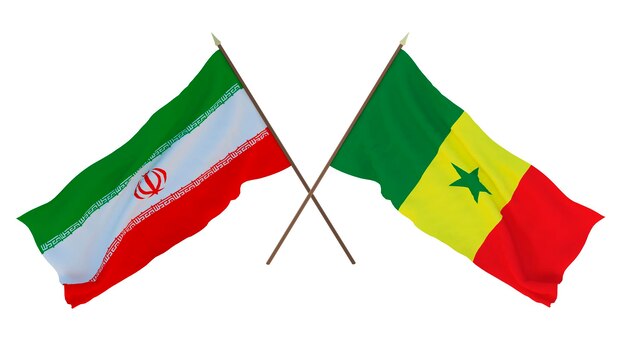 Фоновый 3D-рендеринг для дизайнеров-иллюстраторов День национальной независимости Флаги Ирана и Сенегала