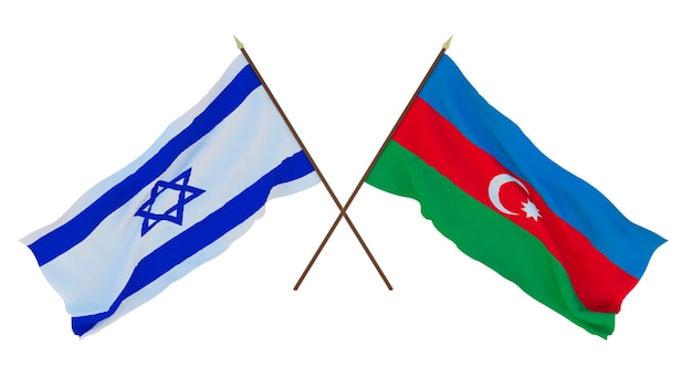 Background 3D render for designers illustrators National Independence Day Flags Israel and Azerbaijan