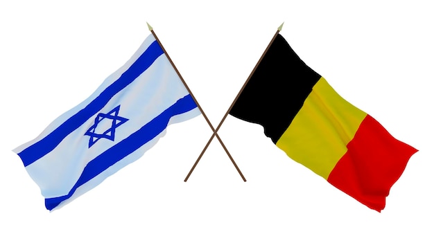 Background 3D render for designers illustrators National Independence Day Flags Israel and Belgium