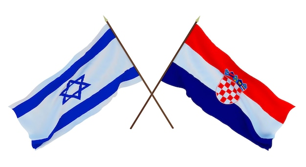 Background 3D render for designers illustrators National Independence Day Flags Israel and Croatia