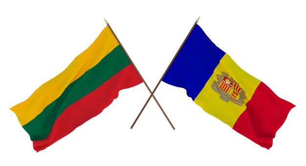 Background 3D render for designers illustrators National Independence Day Flags Lithuania and Andorra