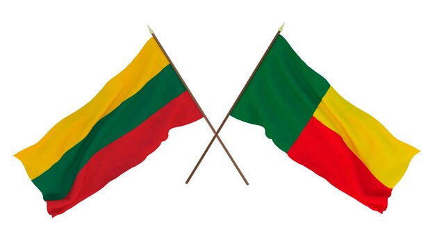 Background 3D render for designers illustrators National Independence Day Flags Lithuania and Benin