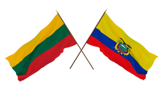 디자이너 일러스트레이터를 위한 배경 3D 렌더링 국가 독립 기념일 플래그 리투아니아 및 에콰도르