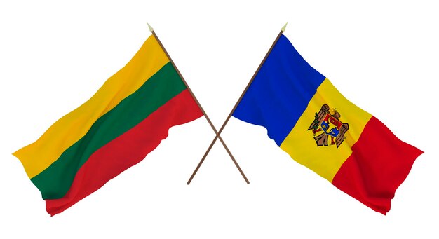 Background 3D render for designers illustrators National Independence Day Flags Lithuania and Moldova