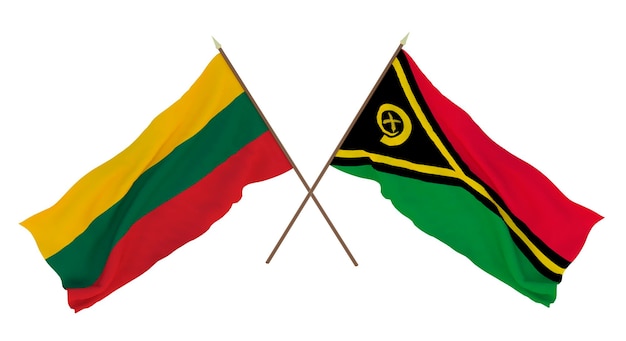 Фоновый 3D-рендеринг для дизайнеров-иллюстраторов День национальной независимости Флаги Литвы и Вануату