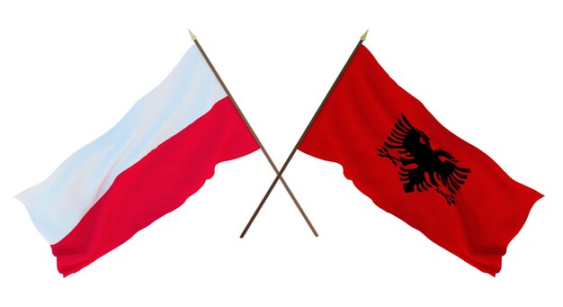 Background 3D render for designers illustrators National Independence Day Flags Poland and Albania