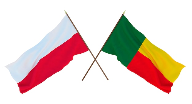 Background 3D render for designers illustrators National Independence Day Flags Poland and Benin