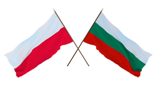 Фоновый 3D рендеринг для дизайнеров-иллюстраторов Флаги Дня национальной независимости Польши и Болгарии