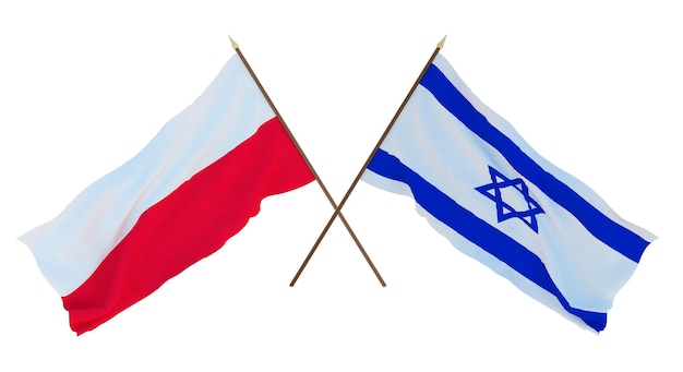 Background 3D render for designers illustrators National Independence Day Flags Poland and Israel