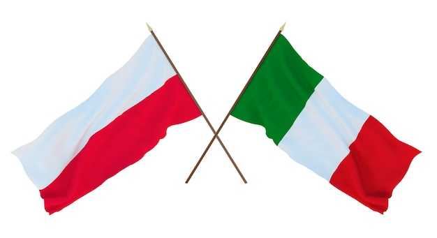 Background 3D render for designers illustrators National Independence Day Flags Poland and Italy