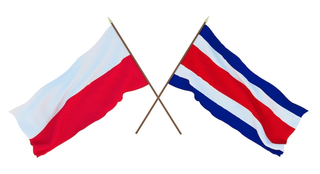 Background 3D render for designers illustrators National Independence Day Flags Poland and Thailand