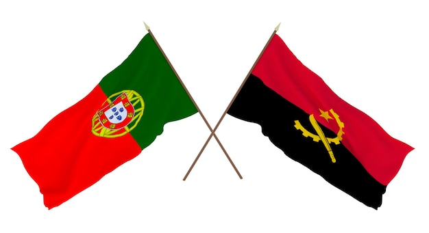 Background 3D render for designers illustrators National Independence Day Flags Portugal and Angola