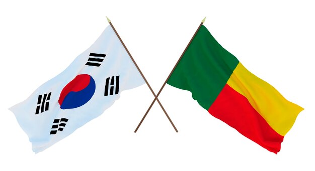 background 3d render for designers illustrators national independence day flags south korea and benin