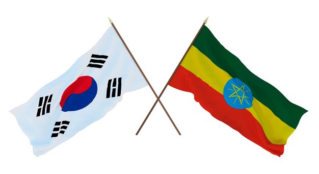 background 3d render for designers illustrators national independence day flags south korea and ethiopia