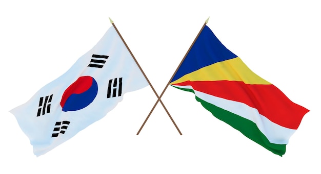 background 3d render for designers illustrators national independence day flags south korea and seychelles
