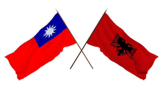 Background 3D render for designers illustrators National Independence Day Flags Taiwan and Albania